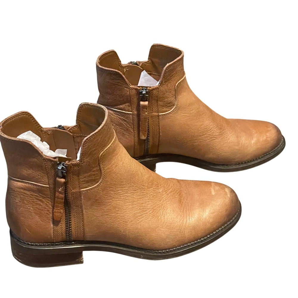 Franco Sarto Halford Leather Ankle Boots Brown Side Zip Women's Size 7.5M - Picture 2 of 16